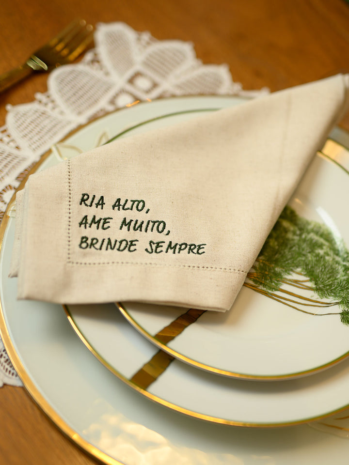 Guardanapo Frases | Ria alto, Ame muito, Brinde sempre
