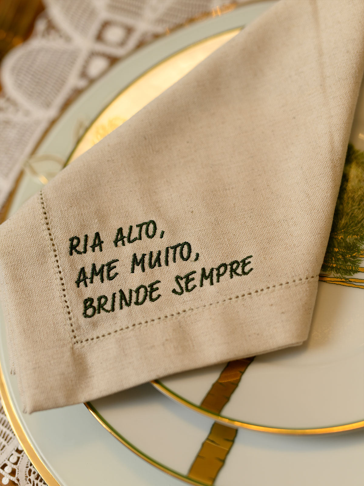 Guardanapo Frases | Ria alto, Ame muito, Brinde sempre