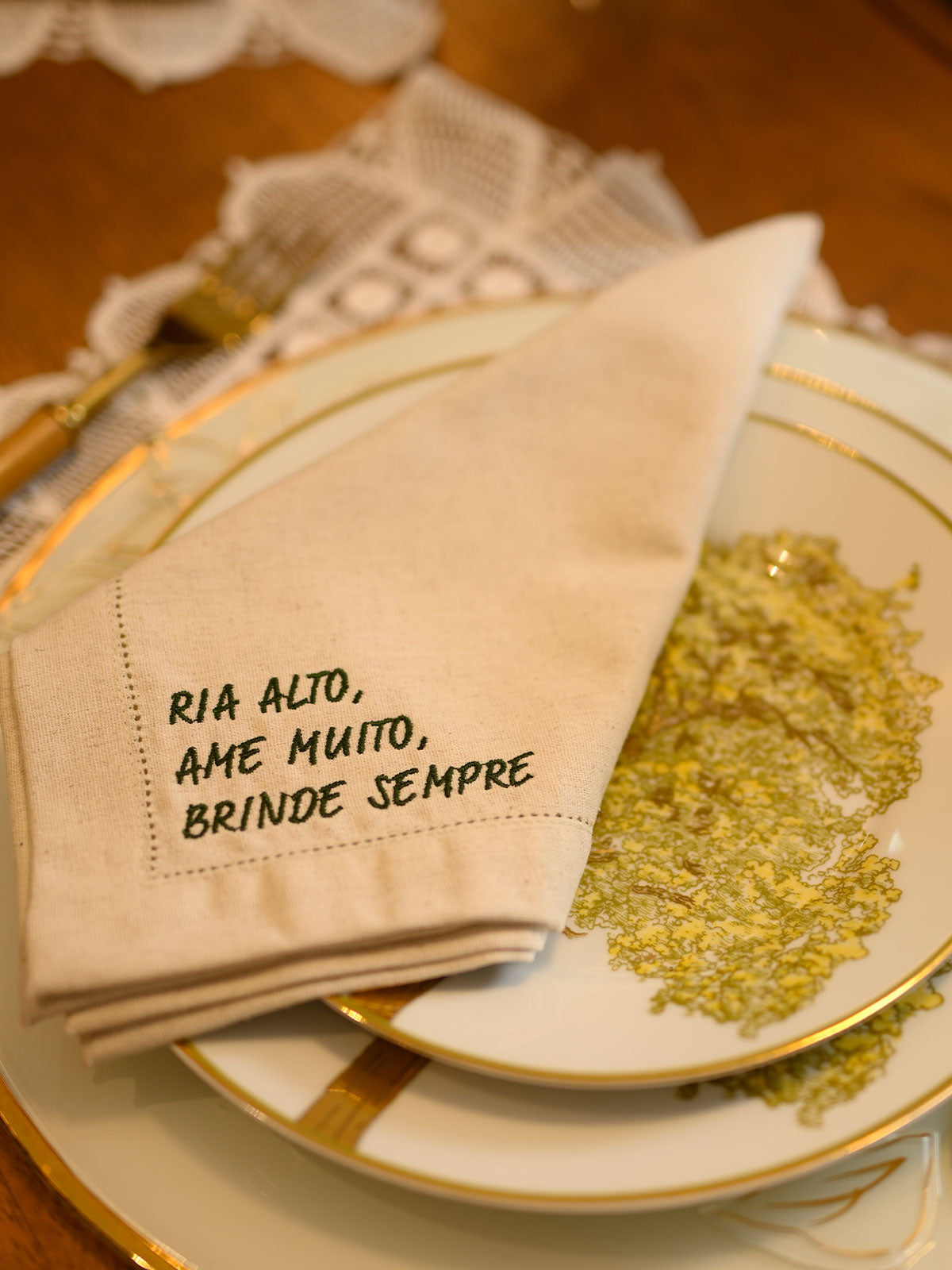 Guardanapo Frases | Ria alto, Ame muito, Brinde sempre