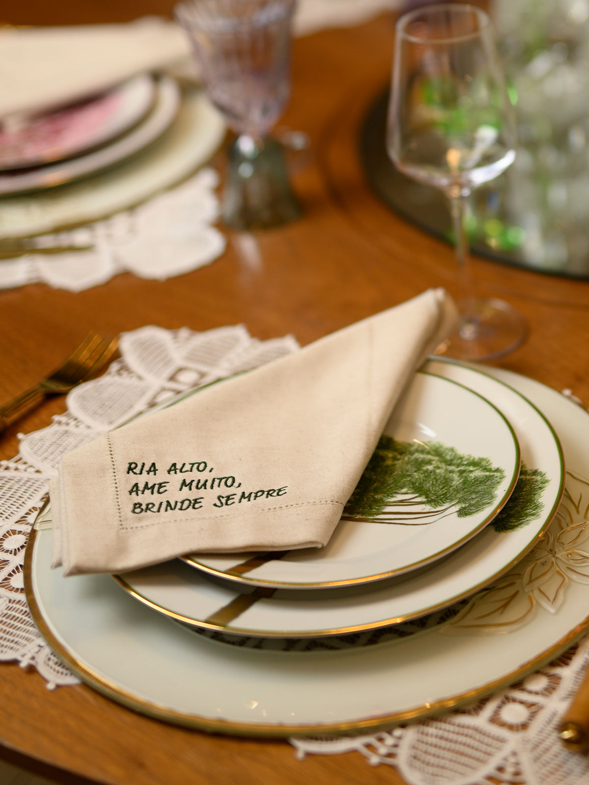 Guardanapo Frases | Ria alto, Ame muito, Brinde sempre